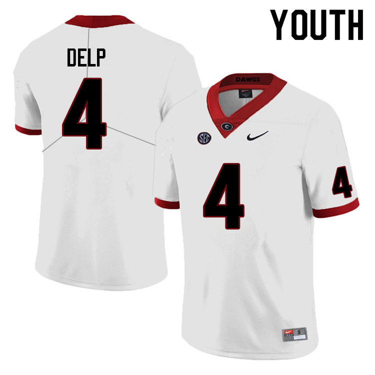 Youth #4 Oscar Delp Georgia Bulldogs College Football Jerseys Sale-White Anniversary